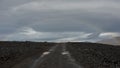 The difficult path to the glacier with rainbow, Iceland Royalty Free Stock Photo