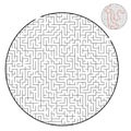 Difficult round labyrinth. Game for kids and adults. Puzzle for children. Labyrinth conundrum. Flat vector illustration isolated
