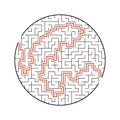 Difficult round labyrinth. Game for kids. Puzzle for children. One entrance, one exit. Maze conundrum. Flat vector illustration