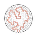 Difficult round labyrinth. Game for kids. Puzzle for children. One entrance, one exit. Labyrinth conundrum. Flat vector