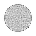 Difficult round labyrinth. Game for kids. Puzzle for children. One entrance, one exit. Maze conundrum. Flat vector illustration is