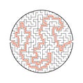 Difficult round labyrinth. Game for kids. Puzzle for children. One entrance, one exit. Maze conundrum. Flat vector illustration