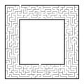 Difficult square labyrinth frame. Game for kids and adults. Puzzle for children. One entrance, one exit. Labyrinth conundrum. Flat