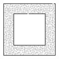 Difficult square labyrinth frame. Game for kids and adults. Puzzle for children. One entrance, one exit. Labyrinth conundrum. Flat