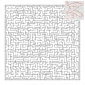 Difficult square maze. Game for kids. Puzzle for children and adult. One entrance, one exit. Labyrinth conundrum. Flat vector