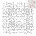 Difficult square maze. Game for kids. Puzzle for children and adult. One entrance, one exit. Labyrinth conundrum. Flat vector illu