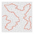 Difficult square maze. Game for kids. Puzzle for children and adult. One entrance, one exit. Labyrinth conundrum. Flat vector
