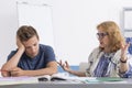 Difficult teenage student and teacher Royalty Free Stock Photo