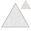 Difficult triangular labyrinth. Game for kids and adults. Puzzle for children. One entrance, one exit. Labyrinth conundrum. Flat