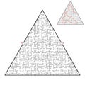 Difficult triangular labyrinth. Game for kids and adults. Puzzle for children. One entrance, one exit. Labyrinth conundrum. Flat