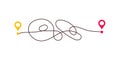 Difficult way, chaos path from point A to B. Complex chaos simplifying concept. Easy simple way. Vector illustration