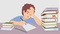 Difficulty learning from a teenager. Difficulties in study. The tired child doesn t want to study. Education vector