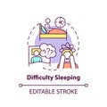 Difficulty sleeping concept icon