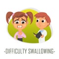 Difficulty swallowing medical concept. Vector illustration.