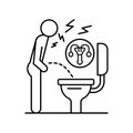 Difficulty urinating toilet icon. Simple line, outline vector of urology icons for ui and ux, website or mobile application