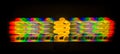 Diffraction of light from the energy-saving lamps, obtained by the grating Royalty Free Stock Photo
