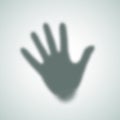 Diffuse Right Palm Hand Silhouette Shadow Abstract Vector Image. Blurry Hand Print on a Matte Glass Isolated
