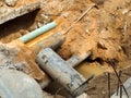 dig dirt to underground pipes repair or replacement Royalty Free Stock Photo