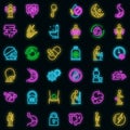 Digestion icons set vector neon Royalty Free Stock Photo