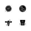 Digestive disorders black glyph icons set on white space