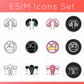 Digestive disorders icons set