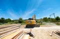 Digger in contruction building site Royalty Free Stock Photo