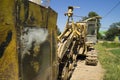 Digger digs a trench for pipe laying Royalty Free Stock Photo