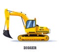 Digger excavator truck or backhoe tractor icon Royalty Free Stock Photo