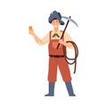 American gold rush period digger or miner, flat vector illustration isolated.