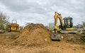 A digger moving soil