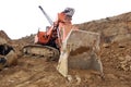 Digger at a stone quarry