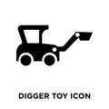Digger toy icon vector isolated on white background, logo concept of Digger toy sign on transparent background, black filled Royalty Free Stock Photo