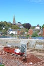 Digger working on Exeter flood defences Royalty Free Stock Photo