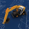Diggers and sketch Royalty Free Stock Photo