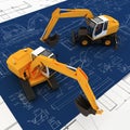 Diggers and sketch Royalty Free Stock Photo