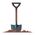 Digging dirt with gardening equipment