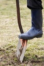 Digging ground in the field