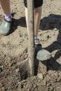 Digging shovel ground in the garden