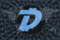 DigiByte DGB Abstract Cryptocurrency. With a dark background and a world map. Graphic concept for your design