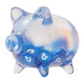 DigiByte (DGB) Clear Glass piggy bank with decreasing piles of crypto coins.