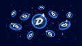 DigiByte DGB coins falling from the sky. DGB cryptocurrency concept banner background