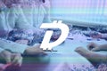 DigiByte, DGB cryptocurrency sign. The concept of business, cryptocurrency and finance - a team of businessmen are sitting in an