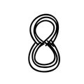 Digit number eight scribble font in doodle scribble brush hand drawn style isolated on white background. For lettering,