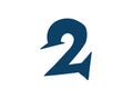 Digit number 2. Vector. Logo for the company. Icon for the site. Separate digit from the alphabet. Royalty Free Stock Photo