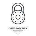 Digit padlock editable stroke outline icon isolated on white background flat vector illustration. Pixel perfect. 64 x 64