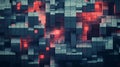 Digital abstract art featuring intricate patterns of cubes illuminated in red and grey shades. Generative AI Royalty Free Stock Photo