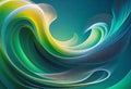 Digital abstract artwork, abstract puffs of smoke and waves with shades of green, 3D effect, Royalty Free Stock Photo