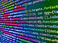 Digital abstract bits data stream, cyber pattern digital background. Freeware open source project. Javascript lines of code into a Royalty Free Stock Photo
