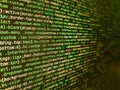 Digital abstract bits data stream, cyber pattern digital background. Hi-tech modern screen of data, digits and chars on monitor. Royalty Free Stock Photo