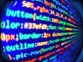 Digital abstract bits data stream, cyber pattern digital background. Letters, chars, and digits. Screen of web developing code on Royalty Free Stock Photo